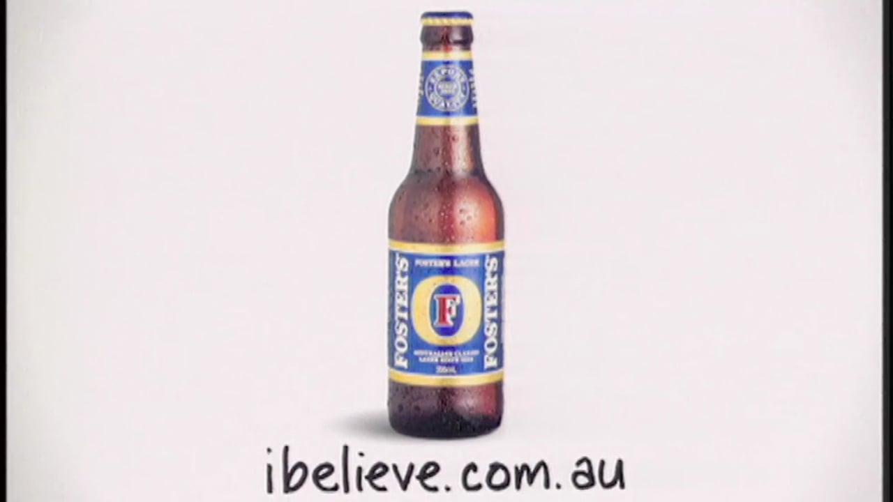 Fosters beer poured over ice