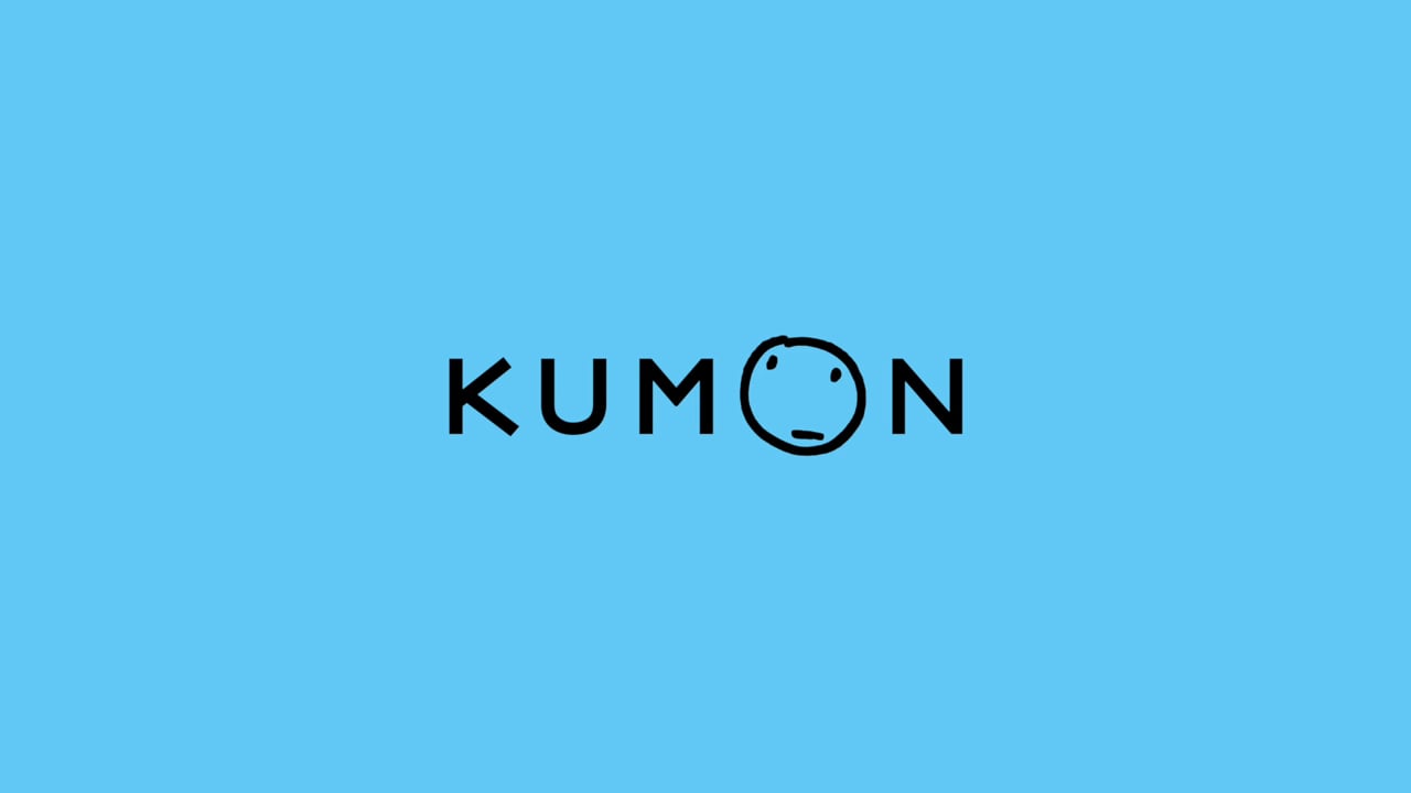 Kumon logo on a bright blue background