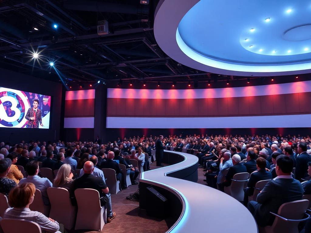 Business conference stage and audience